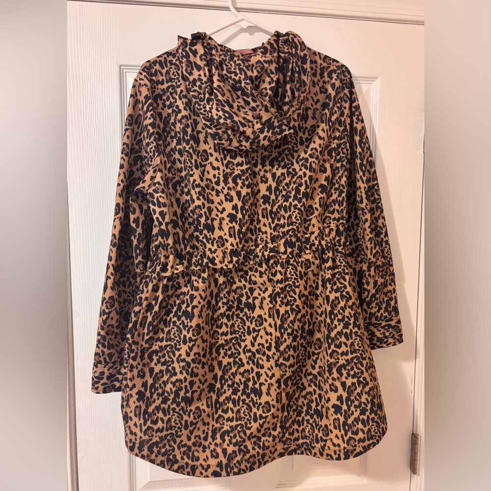 J.Crew Hooded Perfect Rain Jacket in Leopard Print Size Small Water Resistant - Picture 6 of 6